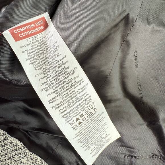 Comptoir Des Cotonniers Reine Black White Tweed Faux Leather Blazer Jacket 44 XL - Picture 9 of 13